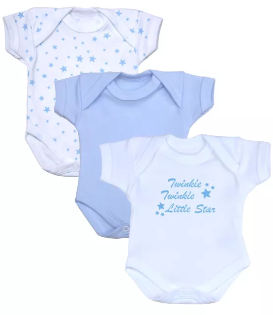 BabyPrem Baby Jungen Kleidung 3er-Pack Body blau funkelnder Stern verfrüht 0-3 m