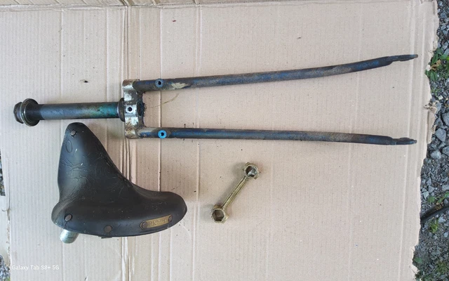 Lot Fourche Vélo Ancienne + Porte-Bagages + Carter + Selle – Pour Roue 650 – Acier