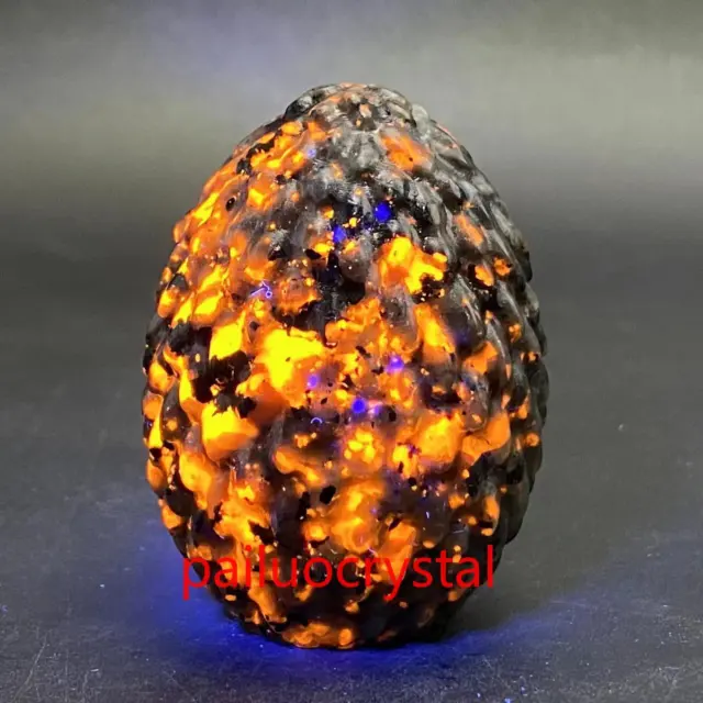 1pc Natural Yooperite Flame's Stone Dragon Egg Quartz Crystal Skull Healing 2.2"