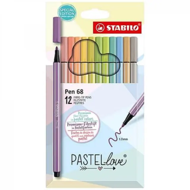 Premium-Filzstift Pen 68 Pastellove 12er Kartonetui STABILO 6812-7-7 (4006381594