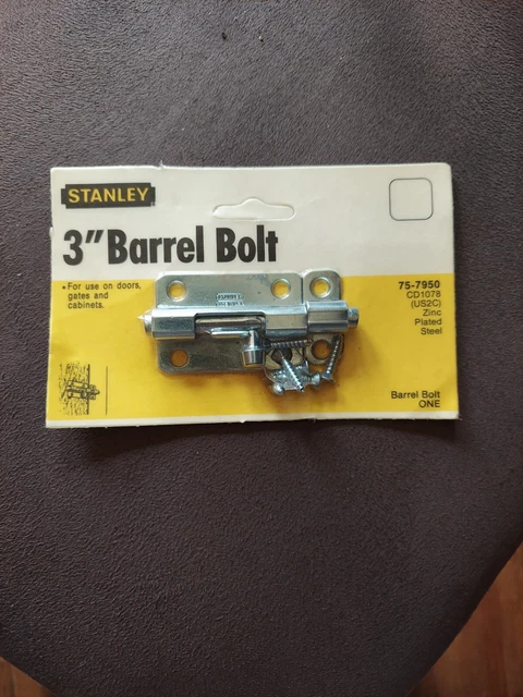 Stanley 3" Zinc Barrel Bolt 75-7950 CD1078 This is Zinc finish