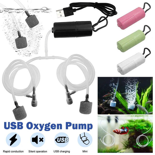 Aquarium Mini Air Pump Fish Tank USB Oxygen Aerator Ultra Silent Saving Energy