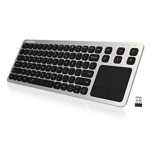 Wireless Keyboard 2.4G Touch TV with Easy Media Control Built-In Touchpad Mouse