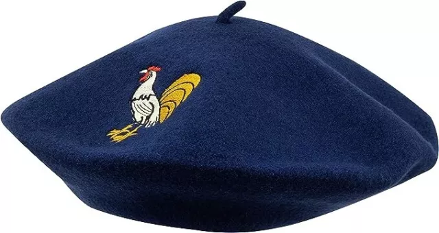 Béret Coq Bleu Marine Casquette Supporter Rugby Ado Adulte Homme Taille Unique