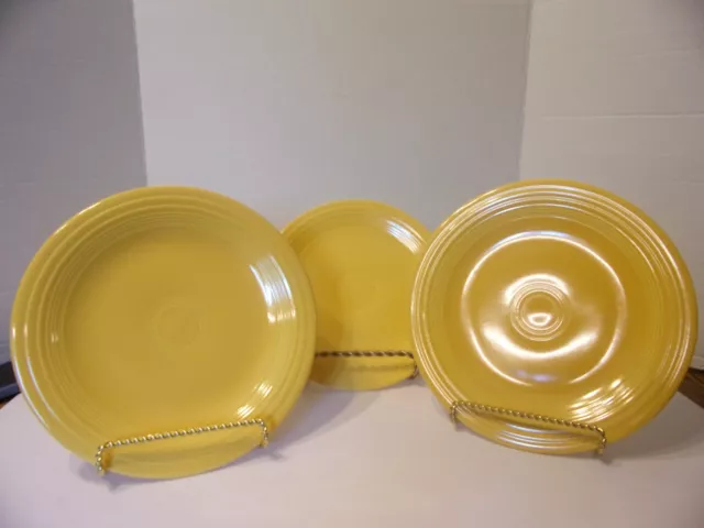 Homer Laughlin Fiesta Three Yellow Plates Two 10 1/2" One 9 1/2"