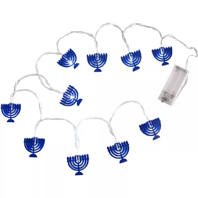 Cadenas de luces de Janucá decoración azul nueve candelabros LED