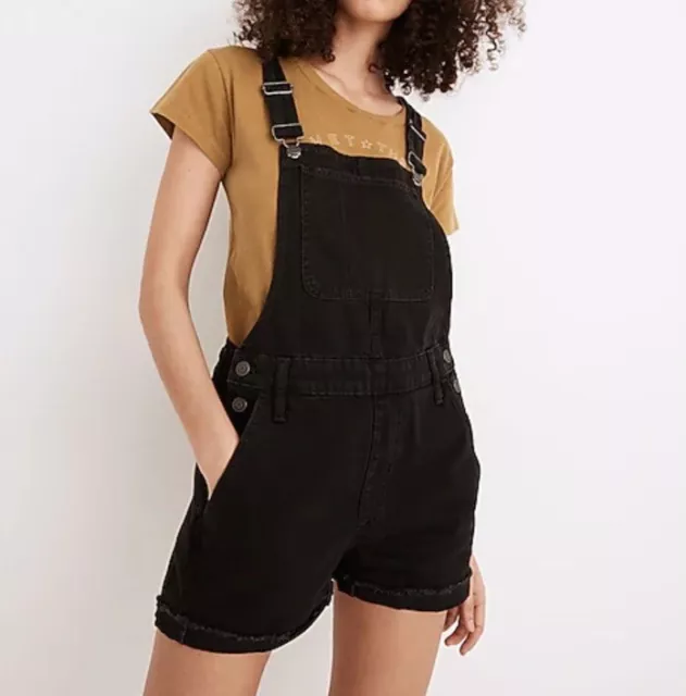 Madewell Size M Adirondack Short Overalls Washed Black