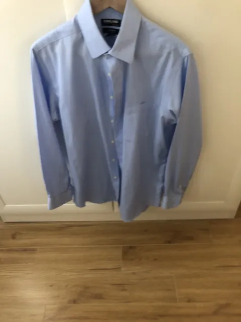 Mens Kirkland Blue Custom Fit Shirt, Size 15.5