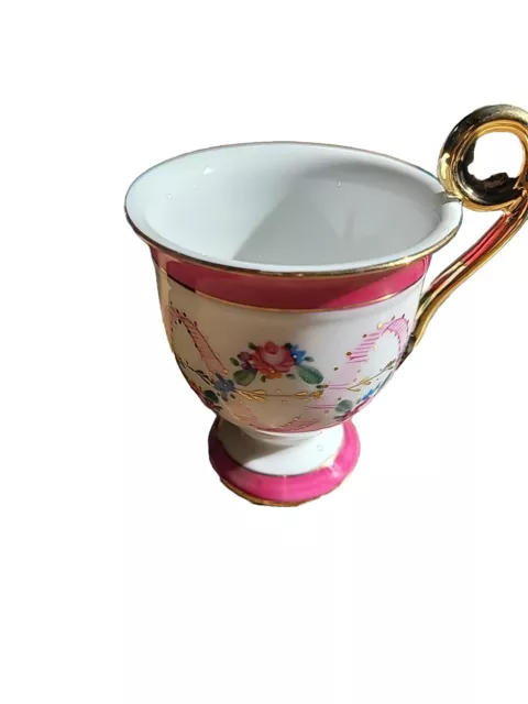 KPM Porcelian Teacup And Saucer Pink Roses Gold Trim 3