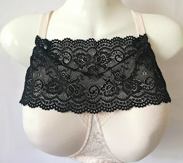 3x Women Modesty Panel Cleavage Cover Up Lace Trim Clip On Bra