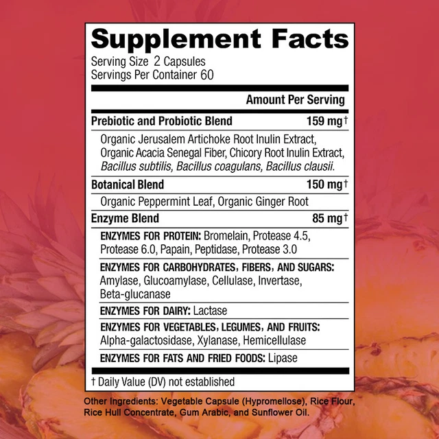 DIGESTIVE ENZYMES PREBIOTIC & Probiotics Gas, Constipation & Bloating