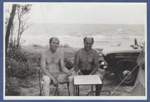 Handsome Guys with axe, naked torso, bulge Soviet Vintage Photo USSR