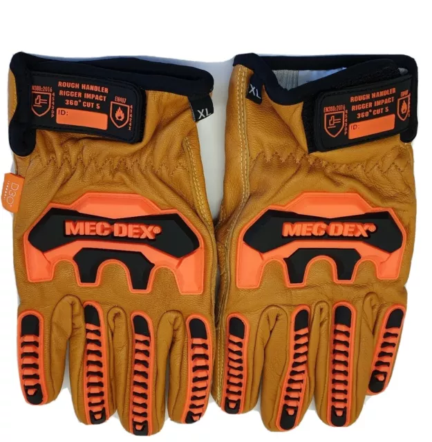 MecDex Rough Handler Cut 5 360 Resistant Rigger Leather Gloves Size XL PR-616