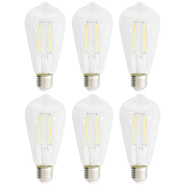 6 x HQ LED Filament ST64 Edisonform 4,4W = 40W E27 klar 470lm warmweiß UVP 41€
