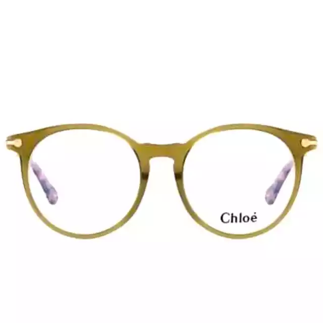 CHLOE 52mm frames Khaki green Mod Rectangle Full Plastic Rim filigree metal arms