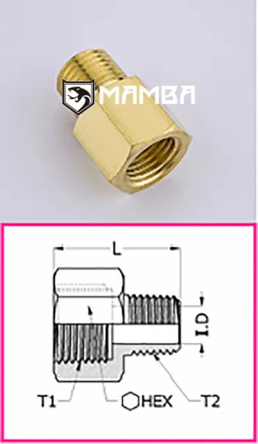 Brass Turbo Adapter Fitting Adapter 1/4 BSP Female to 1/4 BSP Male (50 pcs)