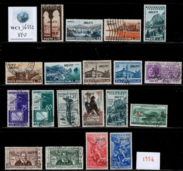 WC1_16552. ITALY: TRIESTE AMG FTT. Valuable lot of 1954 stamps & sets. Used