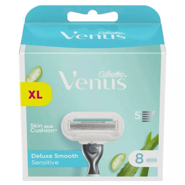 Hojas de afeitar Gillette Venus XL 8, Deluxe Smooth Sensitive Nuevas (12)