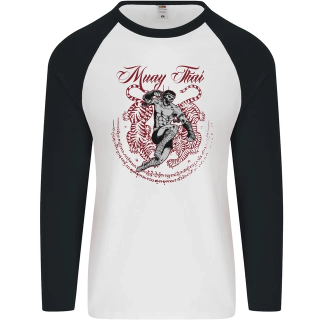 Muay Thai Tiger Warrior MMA Martial Arts Mens L/S Baseball T-Shirt