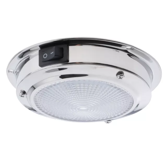 DC 12V 2W Stainless Steel LED Dome Light Boat Interior White Ceiling Lamp