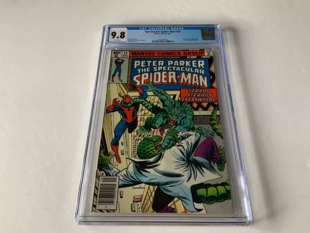 Spectacular Spiderman 34 Cgc 9.8 Newsstand White Pgs Lizard Marvel Comic 1979