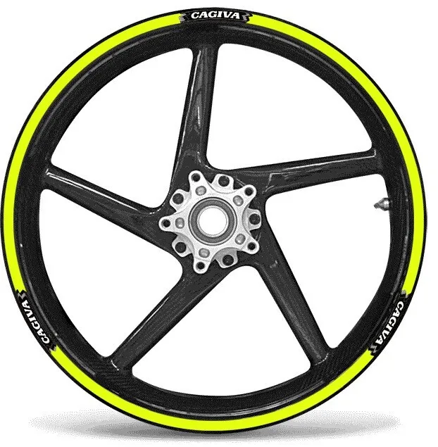 KIT STRISCE ADESIVE compatibili per CERCHI 17 MOTO CAGIVA GIALLO FLUO