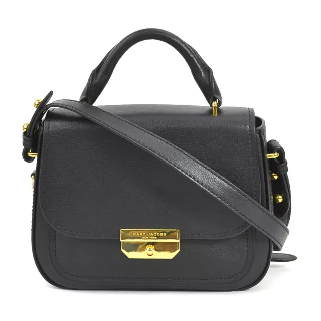 Auth MARC JACOBS Crossbody Shoulder Bag Handbag Black Leather/Goldtone - r9574f