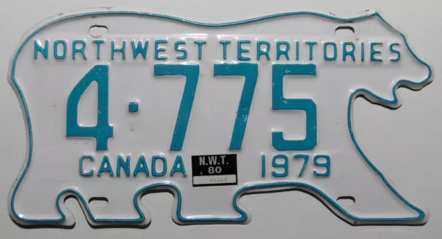 Canada Nummernschild Northwest Territories " CANADA  1979" Bärenform. Selten.