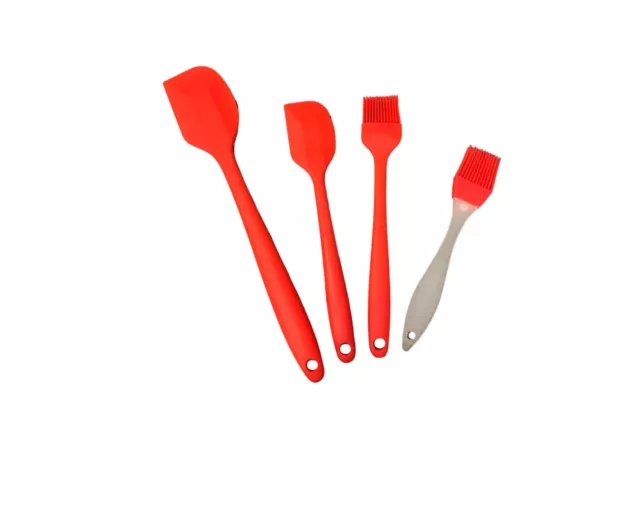 Red Silicone Kitchen Utensil 4 pcs/Set,Heat-Resistant Non-Stick Cooking Baking