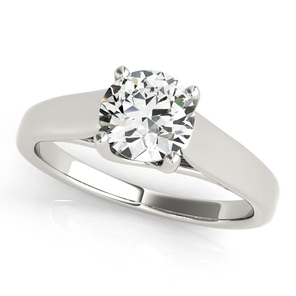 1Ct Rund Geschliffen Künstlicher Diamant Solitaire Verlobungsring 14K Weiss Gold