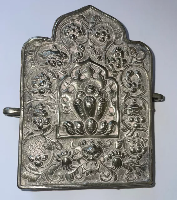 Antique Chinese Tibetan Silver and Copper Gawu Box Buddhist