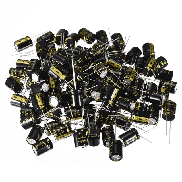 Radial Condensateur électrolytique 1000uF 16V 105°C Vie 2000H 10x13mm noir 100pc