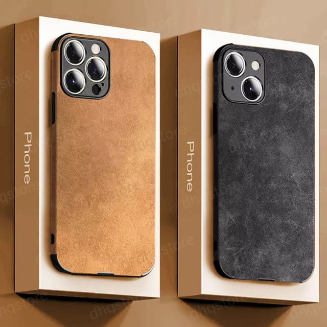 ShockProof Case For iPhone 14 Pro Max 13 12 11 XR 8 Lambskin Leather Soft Cover