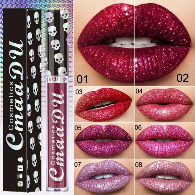 CmaaDu Liquid Matte Metallic Glitter Shimmer Lipstick Lip Gloss Makeup Long Last