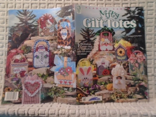 Used Nifty Gift Totes Santa Bunny Angel 12 Designs Plastic Canvas Pattern Book