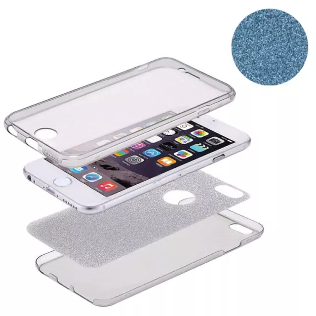 Full Étui TPU pour Apple IPHONE 6s Plus de Protection Portable Glitter Blau Neuf