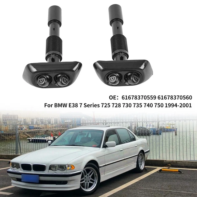 2x Front Headlight Black Wash Nozzle 61678370559/61678370560 For E38 7 Series