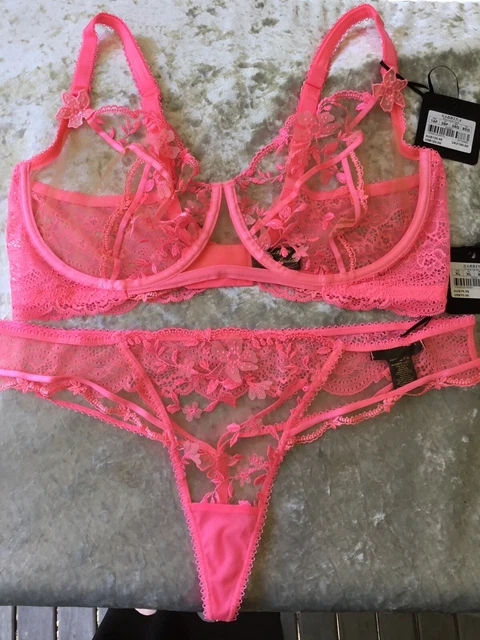 HONEY BIRDETTE SABRINA Candy Pink Bra 16F And X Large (16) Thong New