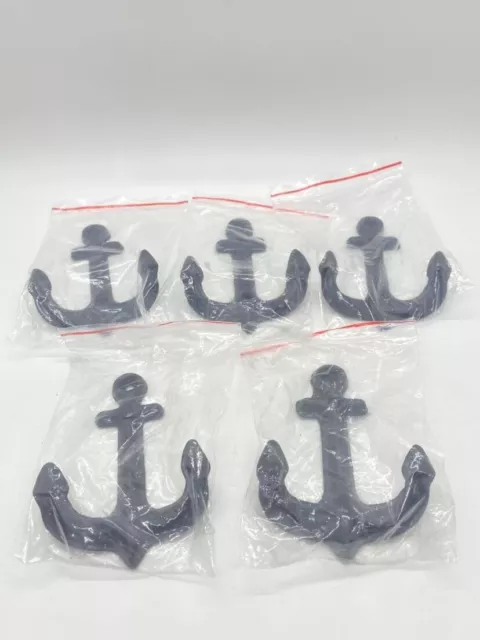 Nautical Black Cast Iron Ship Anchor Wall Hooks Coat Hooks – set of 5