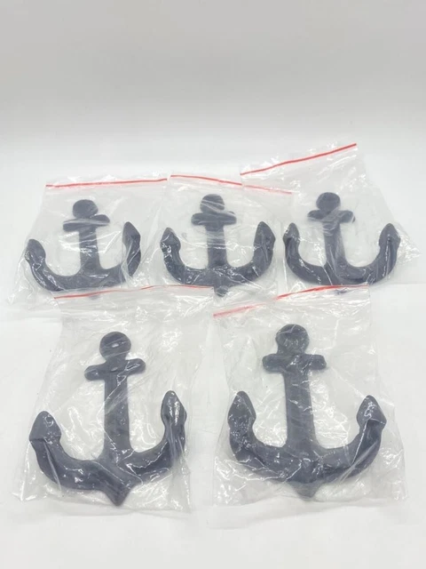 Nautical Black Cast Iron Ship Anchor Wall Hooks Coat Hooks – set of 5