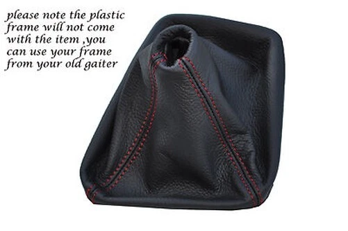 Soufflet Levier De Vitesses En Cuir Véritable Pour BMW Série 3 E46 - Noir Avec Coutures Rouges | Compatible 1998-2006
