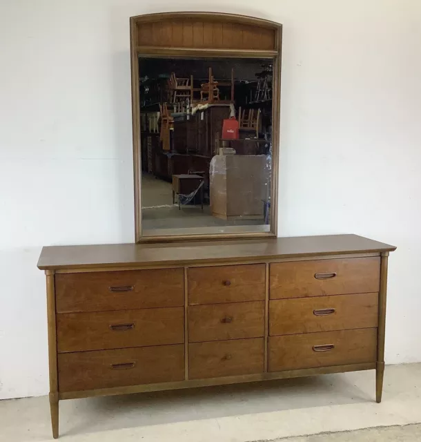 Mid-Century Modern Nine Drawer Dresser with Mirror by Lane Furniture