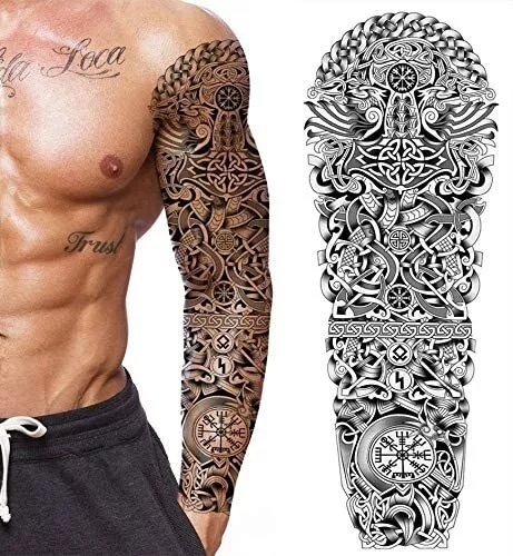 Tatouage Éphémère Homme Femme Bras, Faux Tattoo Temporaire Réaliste Sleeve Maori