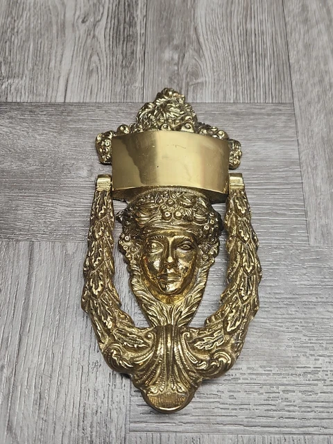 NEW Vintage Brass Victorian Face Door Knocker - New Old Stock