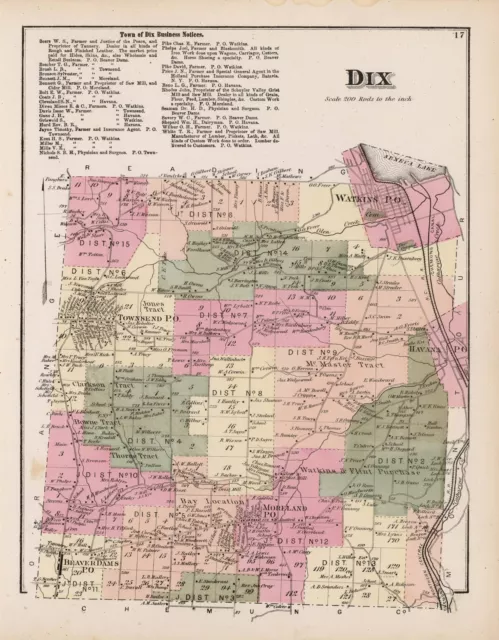 1874 Atlas NEW YORK SCHUYLER COUNTY plat maps old GENEALOGY LAND OWNERS DVD P28