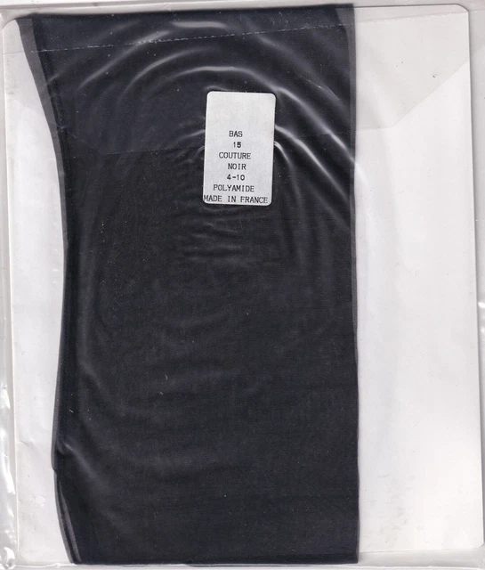 Bas Nylon Vintage Gerbe Carnation Noir - Taille 10 (4), Style Jarretelle, Neuf Sans étiquettes
