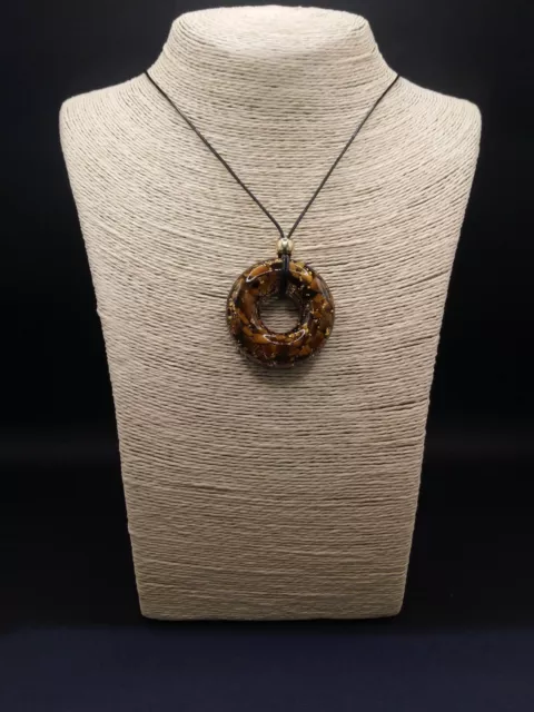 Pendente Orgonite Collana Amuleto Chakra Occhio Tigre Oro Rame Quarzo Shungite