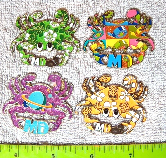 Destination Imagination 4 Pins, Maryland Crabs w/ planet & duct tape designs