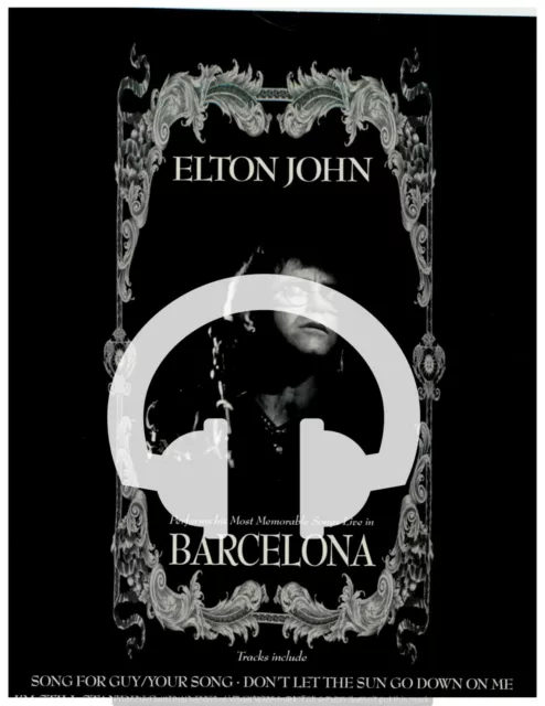 ☆☆ ADVERT ELTON JOHN BARCELONA  CD LP RARE MAGAZINE A4 Poster ORIGINAL ADVERT