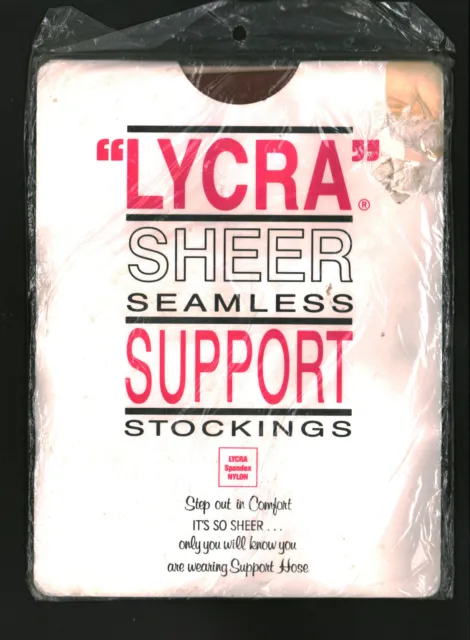 Lycra Sheer Seamless Support Garter Stockings Sz 10 1/2 - 11 TALL Marathon Hosry